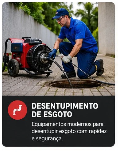 Técnico realizando desentupimento de esgoto com máquina rotativa em Curitiba - Serviço profissional 24h